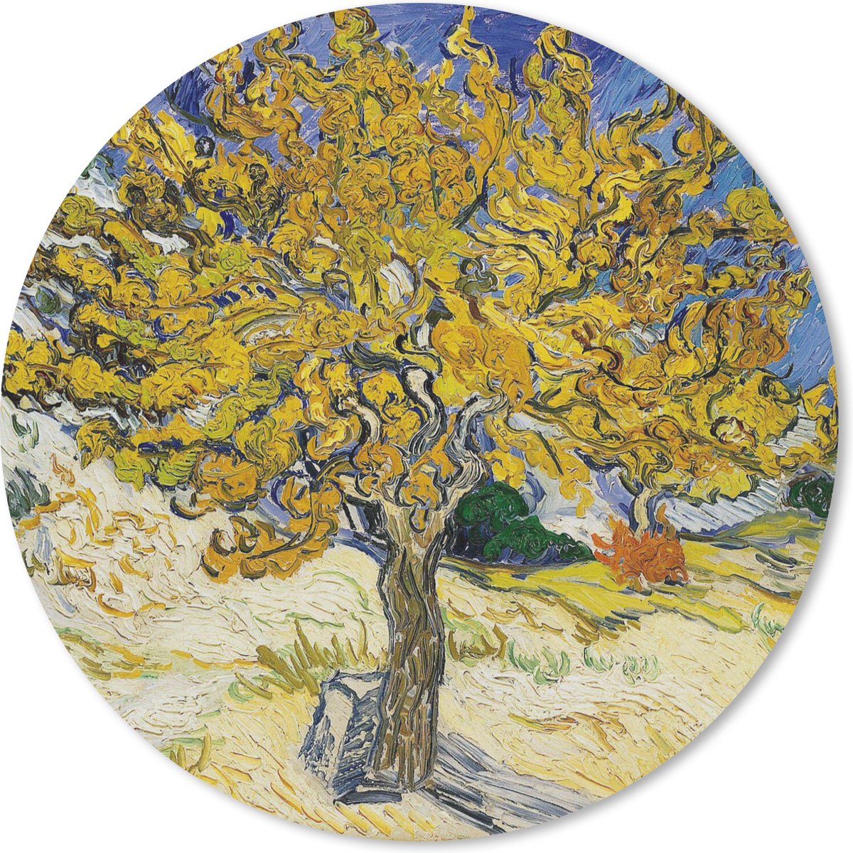 Muismat rond 30x30 cm - Mousepad Moerbeiboom - Vincent van Gogh - Ronde muismatten