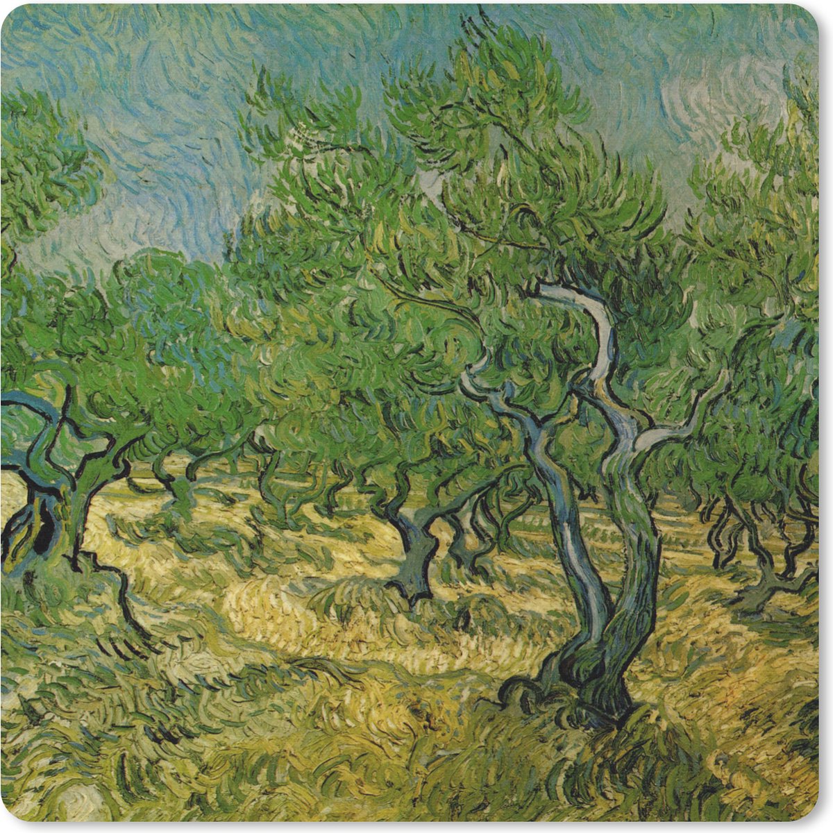 Muismat 30x30 cm - Mousepad Olijfgaard - Vincent van Gogh - Muismatten