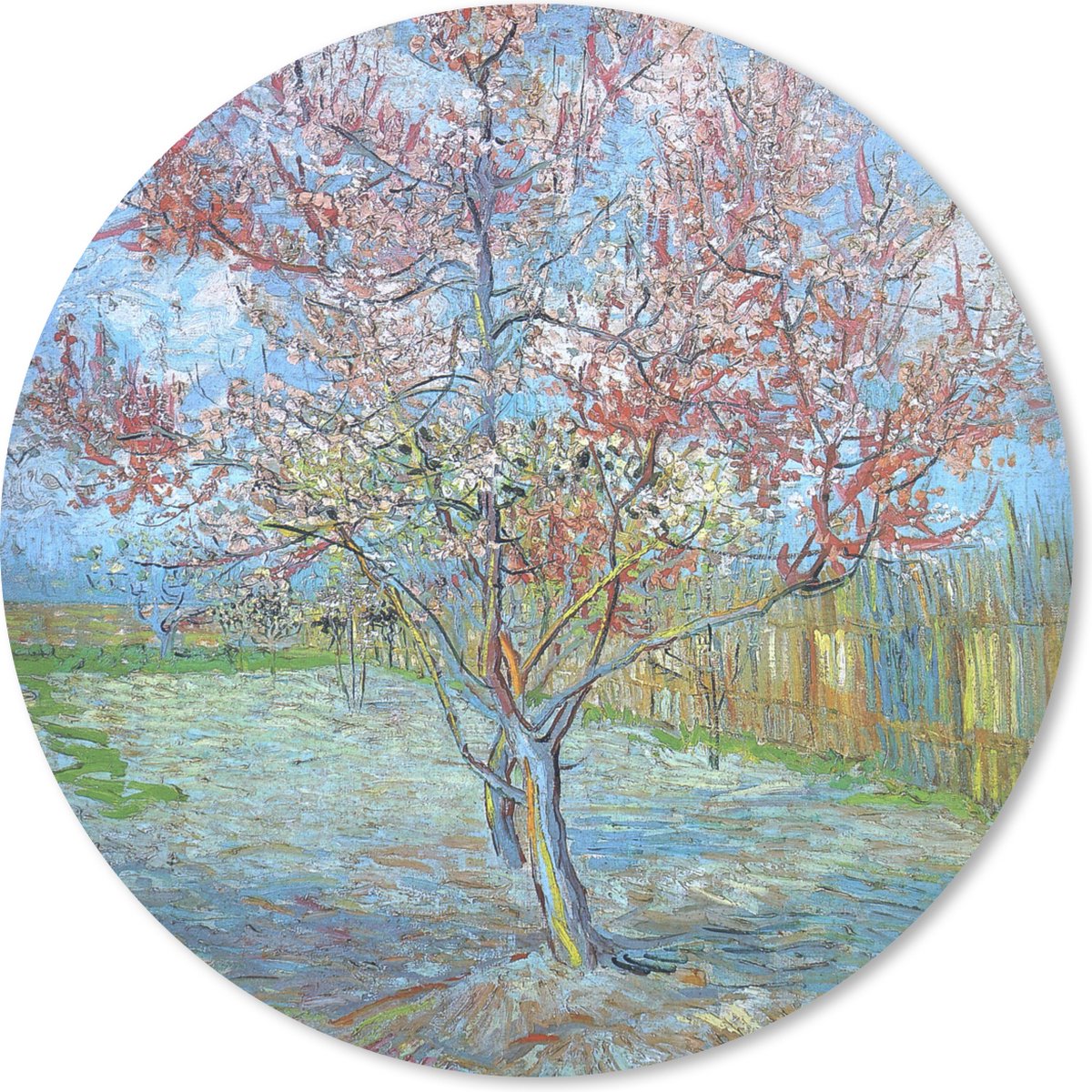 Muismat rond 20x20 cm - Mousepad De roze perzikboom - Vincent van Gogh - Ronde muismatten