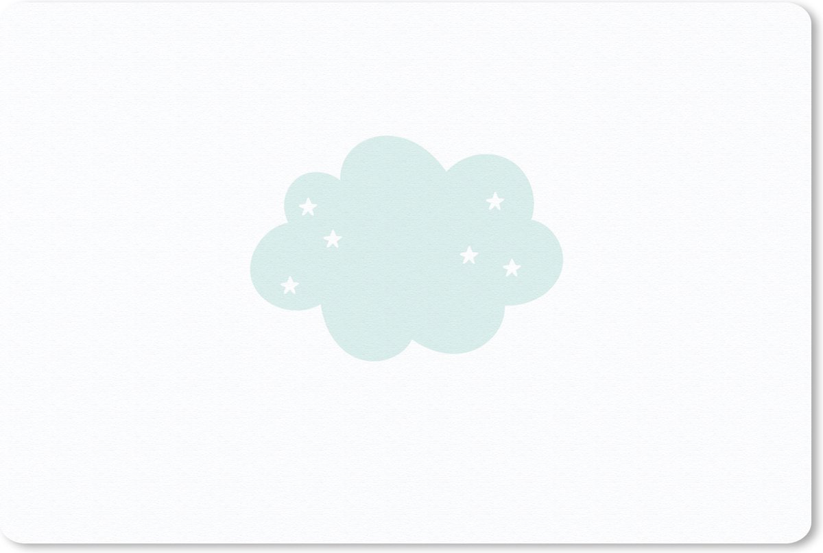 Muismat 27x18 cm - Mousepad Wolk - Sterretjes - Pastel - Kinderen - Baby - Muismatten