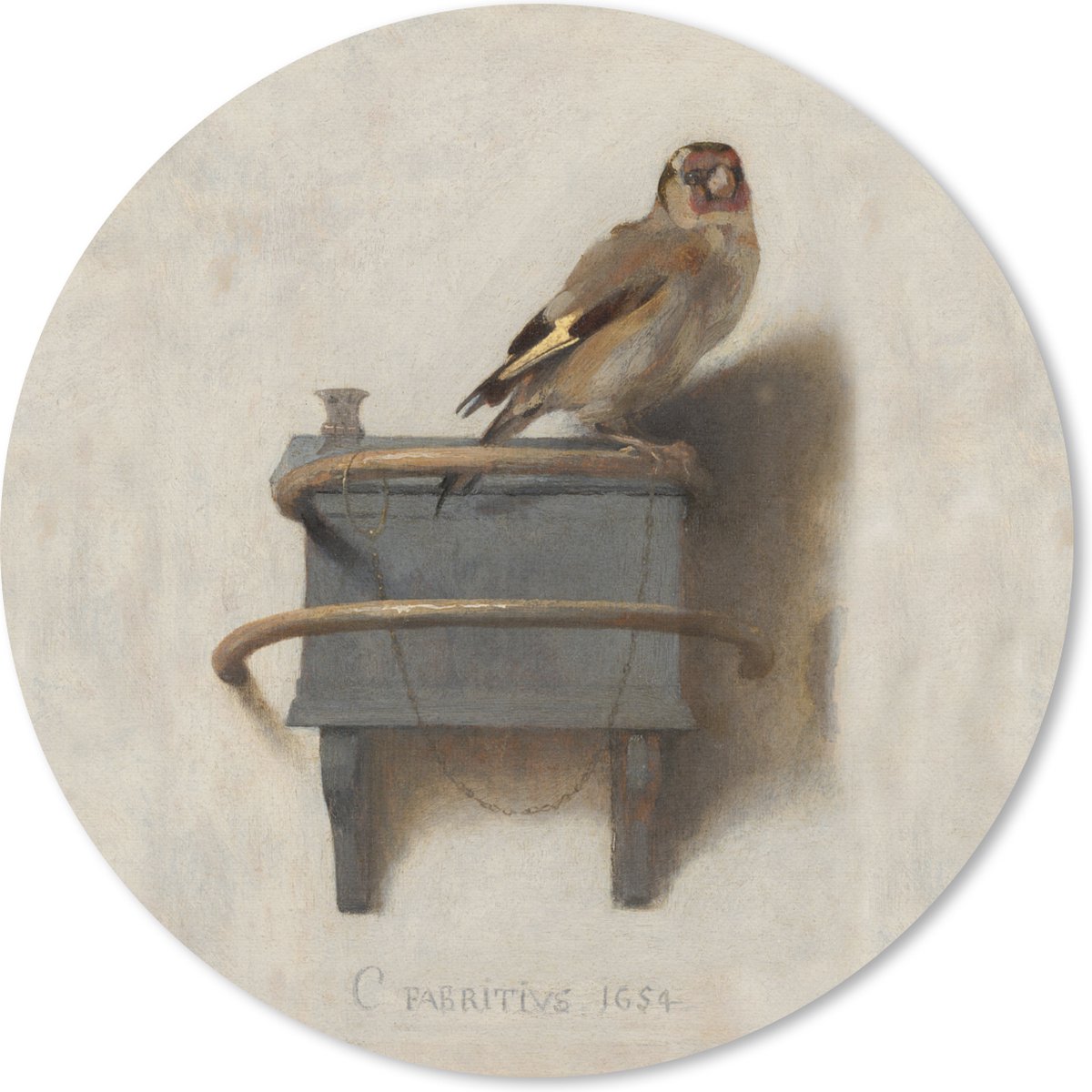 Muismat rond 40x40 cm - Mousepad Puttertje - Oude Meester - Carel Fabritius - Ronde muismatten