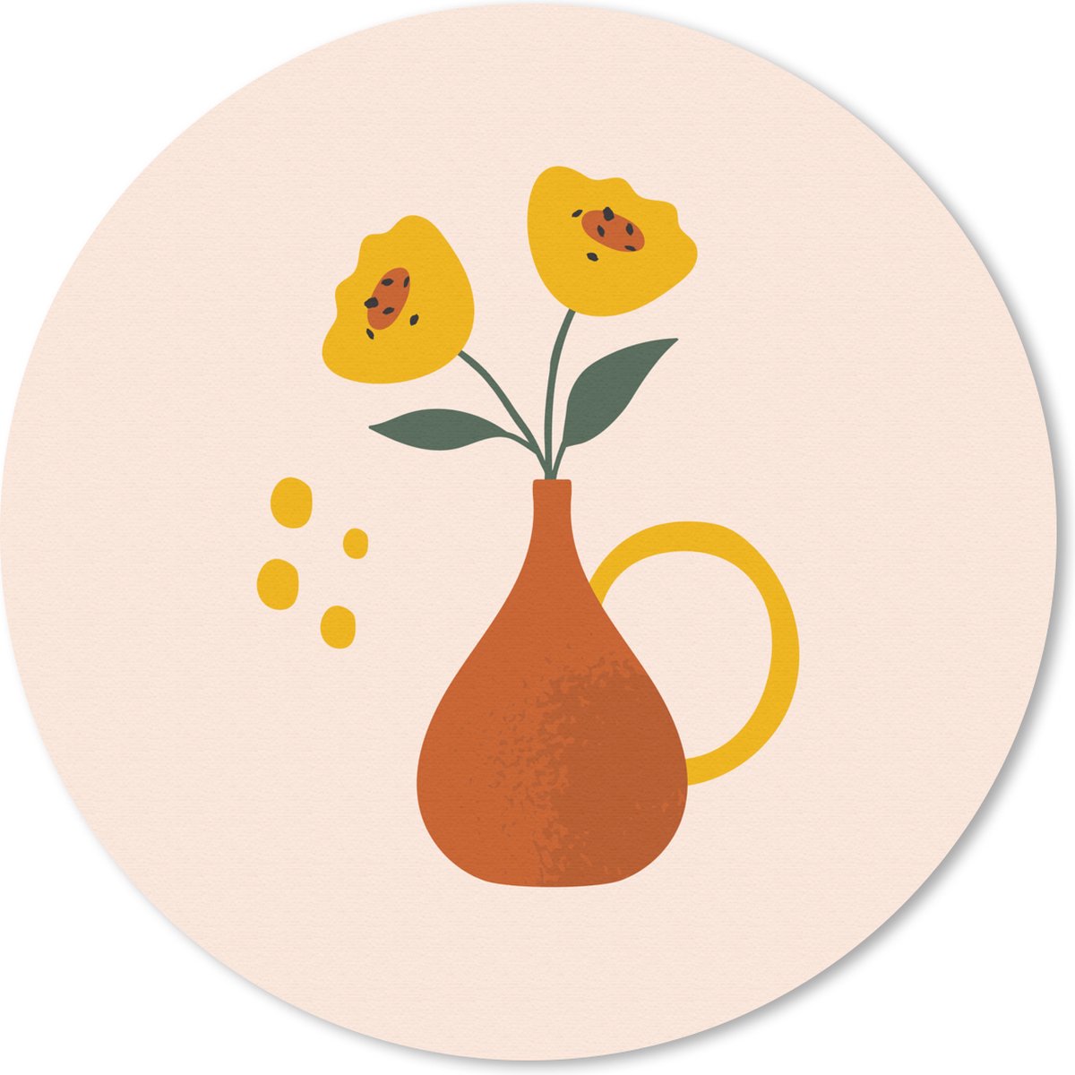 Muismat rond 30x30 cm - Mousepad Vaas - Bloemen - Pastel - Ronde muismatten