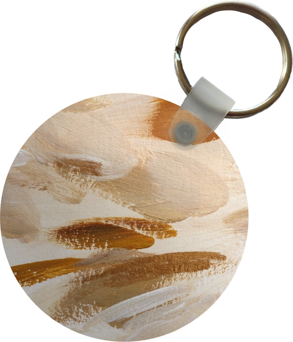 Sleutelhanger - Verf - Schilderen - Bruin - Plastic - Rond - Uitdeelcadeautjes