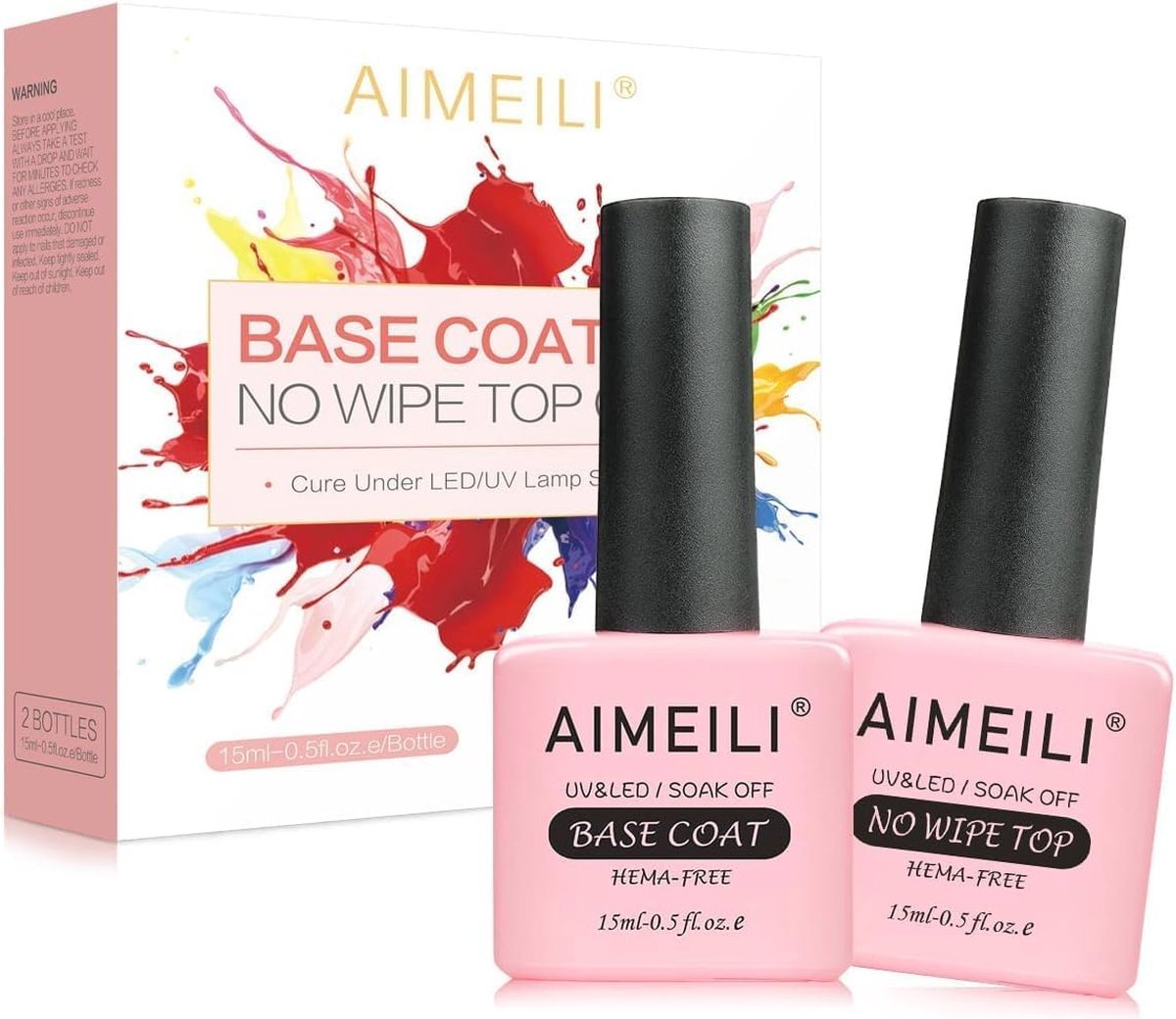 Goedkoopste Top Coat en Base Gel Nagellak UV LED Gellack - 2x15ml voor Perfecte Nagels