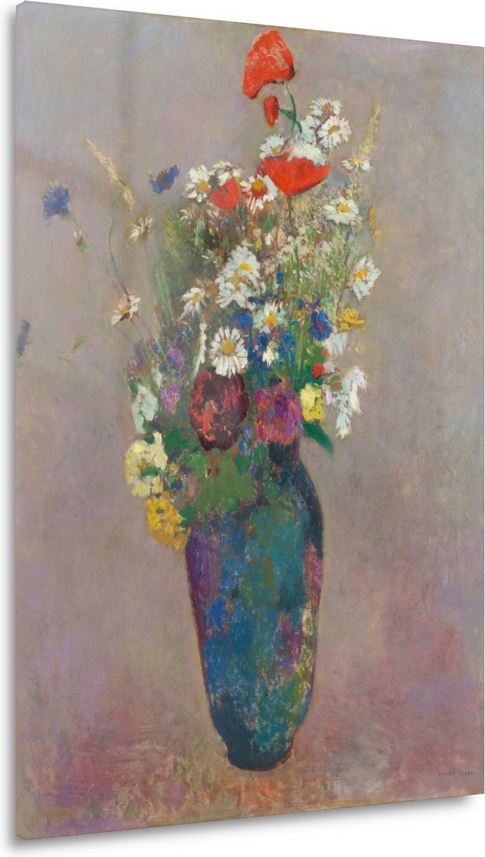 Vase with Flowers - Odilon Redon glas schilderijen - Bloemen glas schilderij - Muurdecorat