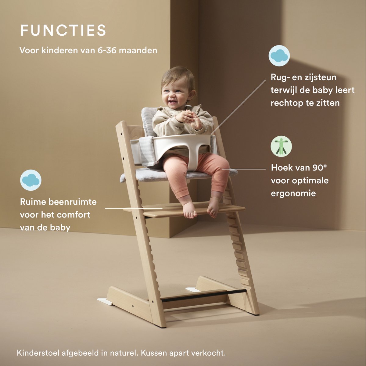 Stokke Tripp Trapp-kinderstoel (wit), Stokke-dienblad (wit) thumbnail 4