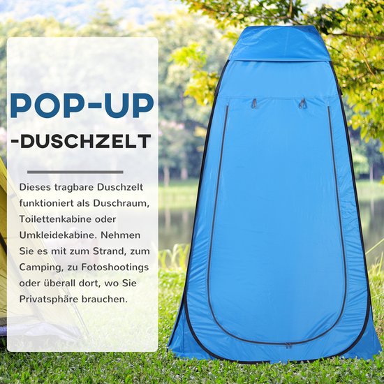 Outsunny Pop-up toilettent camping douchetent omkleedtent binnentas polyester blauw A20-134 van Merkloos — afbeelding 3