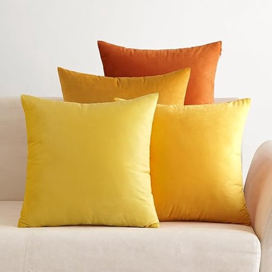 Set van 4 decoratieve kussenslopen, 40 x 40 cm, burnt oranje, corduroy