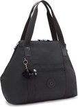 Vue de côté du sac Kipling ART M noir avec fermeture éclair, poche avant et porte-clés singe Kipling.