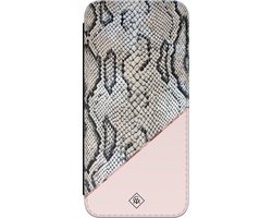 Casimoda® bookcase - Geschikt voor Samsung Galaxy S23 FE - Hoesje met pasjeshouder - Snake Print Roze - Paars - Kunstleer