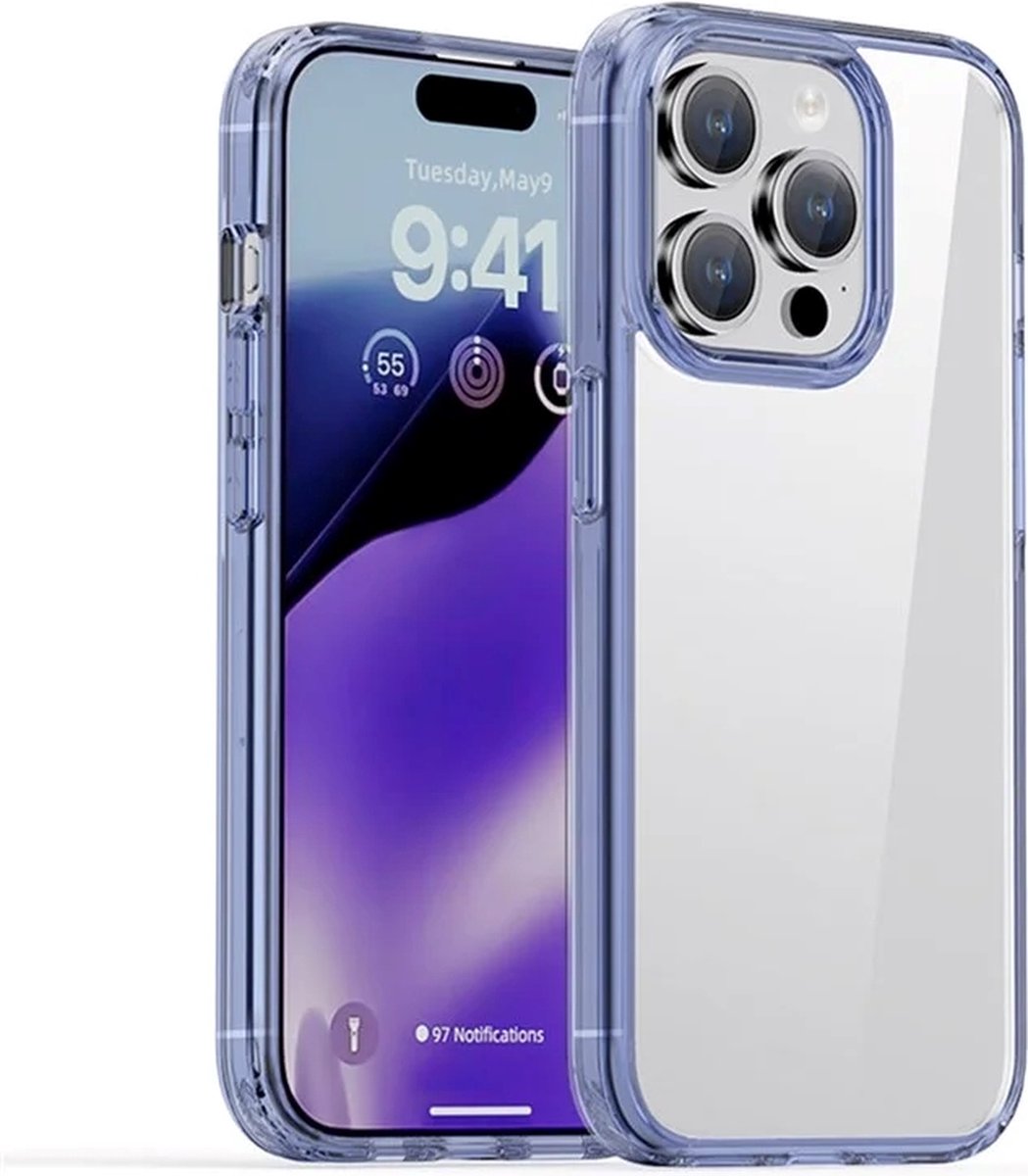 IPAKY – iPhone 15 Pro – Backcover - hoesje - Transparant - Blauw