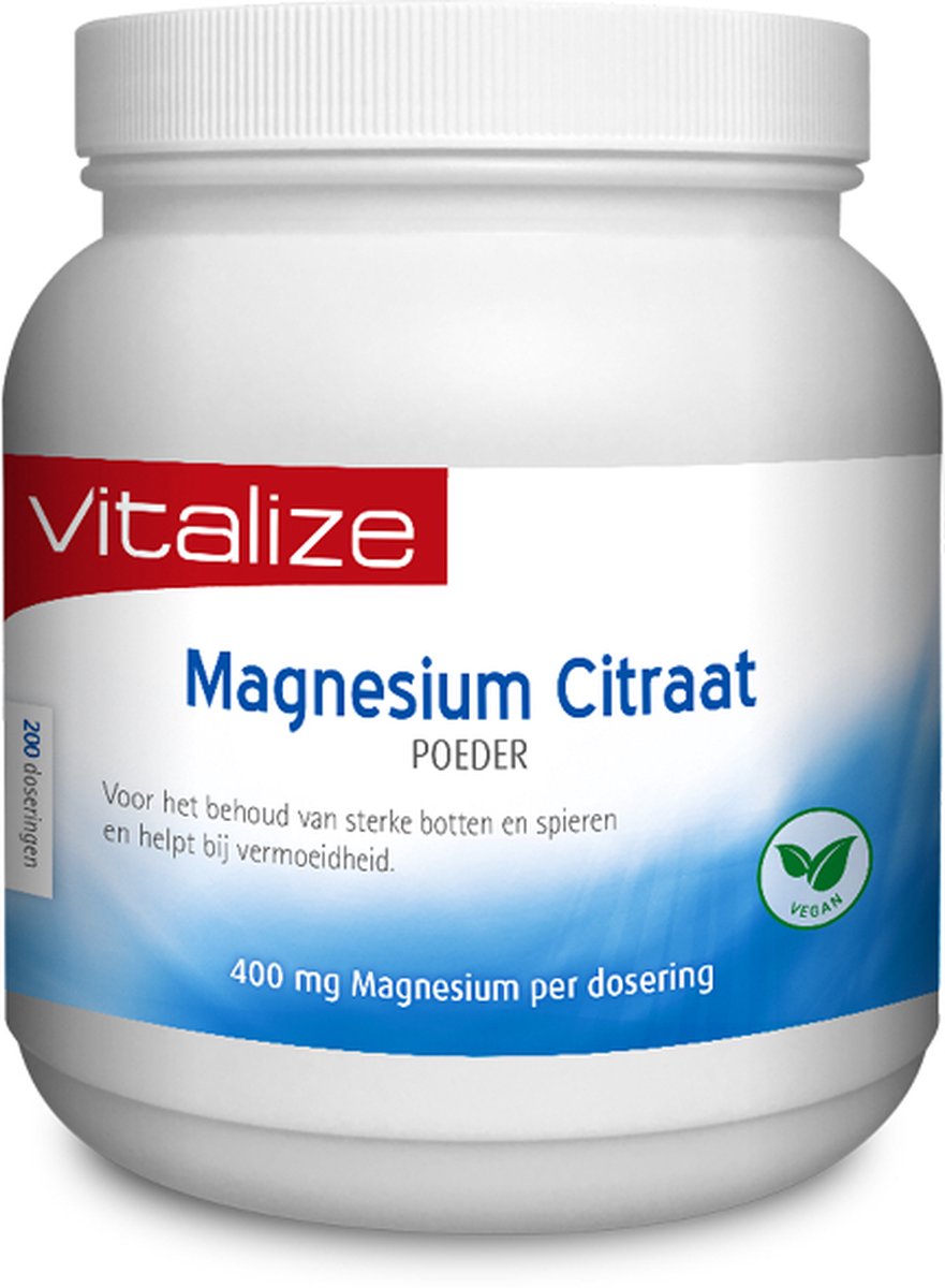 Vitalize Magnesium Citraat Poeder 500 gram | De normale werking van het zenuwgestel - De instandhouding van normale botten en tanden