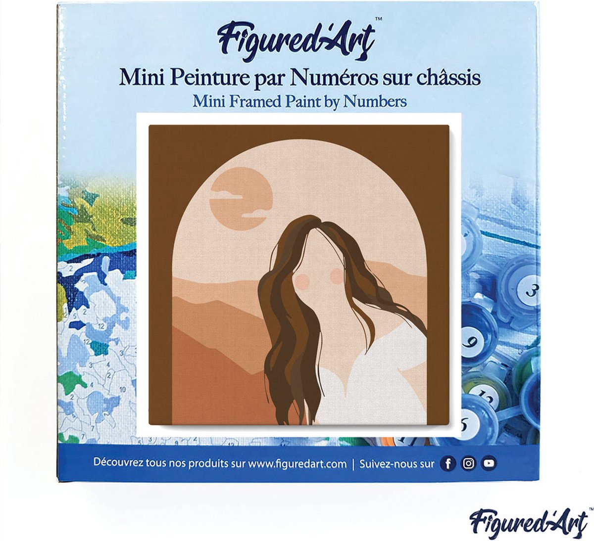 Figured'Art Mini Peinture par Numéro Adulte 20x20cm avec cadre Jolies Marguerites - Petit Format Kit de Loisir Créatif DIY Numéro d'Art Complet
