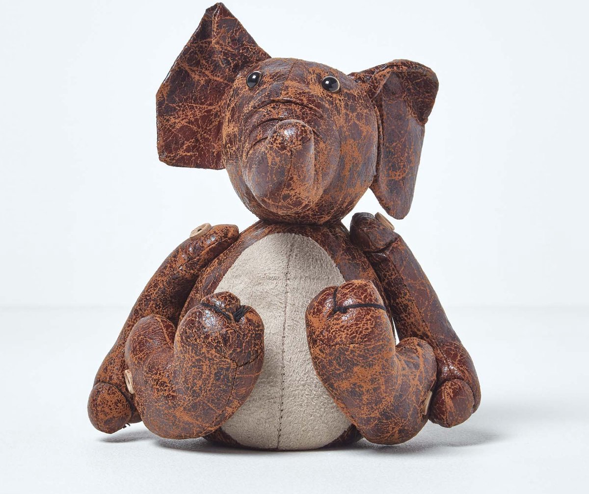 Homescapes deurstopper olifant kunstleer bruin