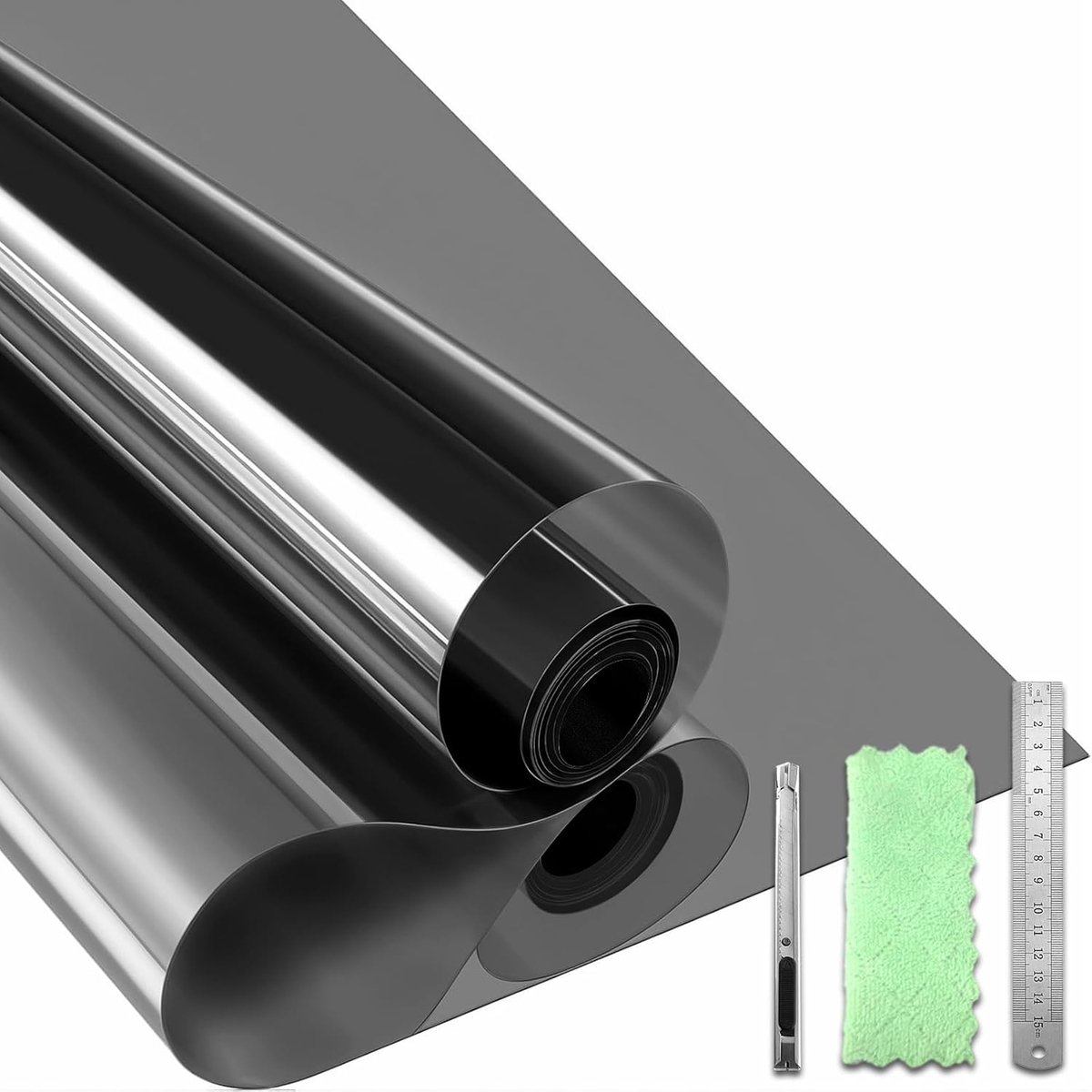 Solacis Privacy Folie Raam - Raamfolie - Folie Raam - Zichtwerend - Anti Inkijk Raamfolie - Must have voor uw privacy! Zwart zilver