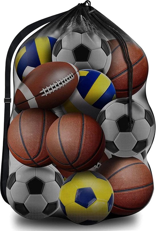 Filet Transport Ballons Sac 49x110cm 15-20 Balles Sac - Oxford Imperméable 49x110 Cm - Pour Basketball, Football, Volley - Bandoulière Transport Sport Sac Ballon Et Filet Intersport
