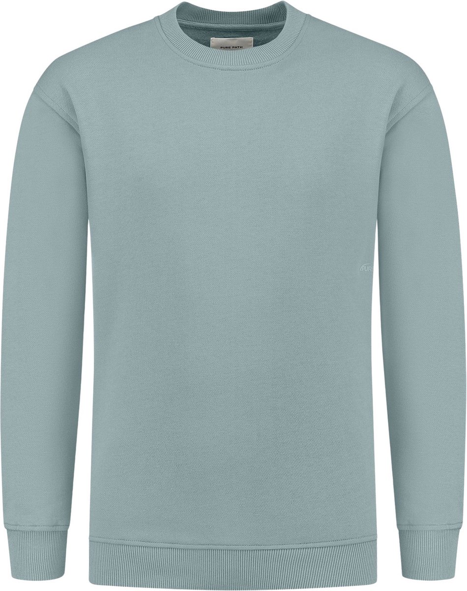PURE PATH Loose Fit Sweaters Crewneck308 Truien & Vesten Heren - Sweater - Hoodie - Vest- Blauw - Maat S