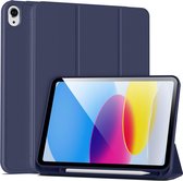 Casemania Hoes Geschikt voor Apple iPad 2025 (A16) & 2022 10e Gen - Donker Blauw - Smart Cover met Pen Slot
