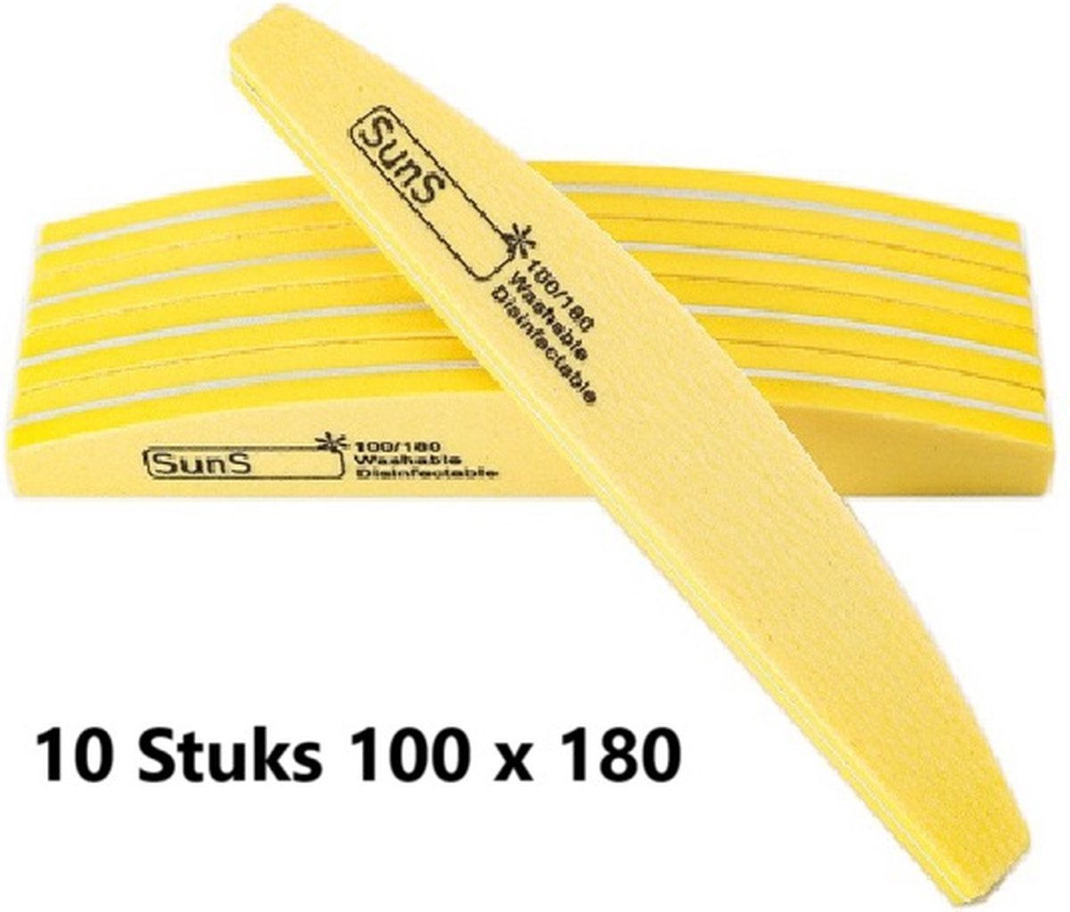 Goedkoopste 10 Stuks Vijlen 100/180 Grit I Nagelbuffer I Nagelvijl I Polijstblok I Polijstblok Nagels I Bufferblock I Nail buffer I Geel