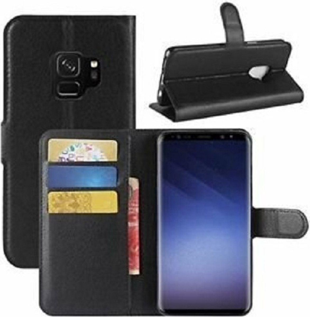 Samsung S9 PLUS Hoesje Met Pasjeshouder Bookcase Zwart