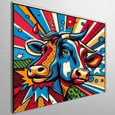Pop art vee schilderij | Boerderijdieren in levendige pop art stijl geïnspireerd kunstwerk | Kunst - 100x100 centimeter op Canvas | Foto op Canvas