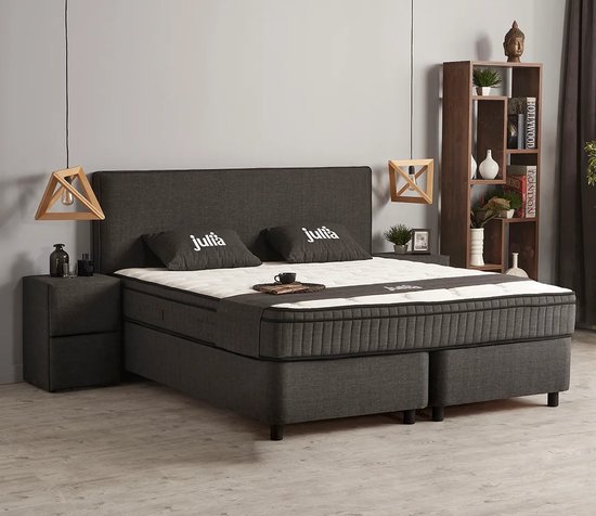 Boxspringbed 180x200 Cartagena - gestoffeerd bed grijs (Komodo 21