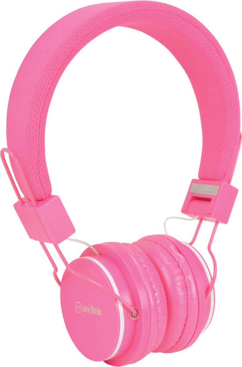 AV:Link CH850-PNK educatieve school kinderhoofdtelefoon met volumebegrenzer en microfoon