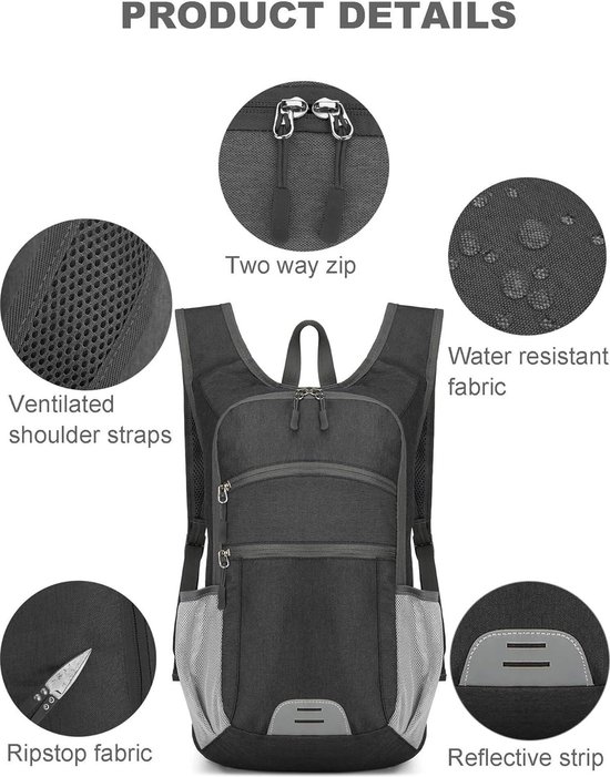 Ultra lichtgewicht opvouwbare rugzak, kleine wandelrugzak, duurzame lichtgewicht opvouwbare rugzak voor heren en dames, voor buitensporten, reizen, wandelen, trektochten, kamperen, fietsen., 2-Navy blauw, S