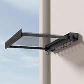Bol.com Uittrekbaar wanddroogrek zwart 68 x 435 x 8 cm - geschikt voor balkon en badkamer - 8 haken aanbieding