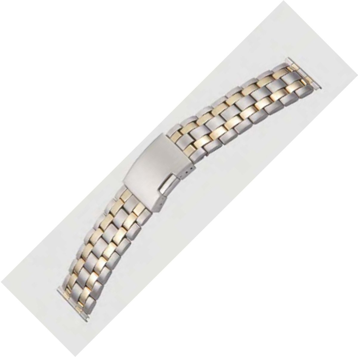 metalen band edelstaal 20mm bicolor gematteerd-gepolijst