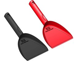 Poepschep - Duurzaam Hondenvoer - Poep Scoop 2 Pack - Puppy Natte Droge Feeder Schop Lepel - Huisdier Eten Drinken Schotel - Poep Afval Walk Schop Vuilnisplukker - Zwarte Poep - Rood Voedsel