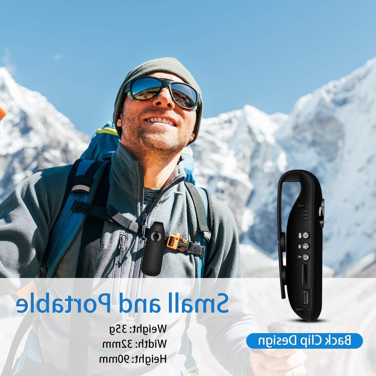 1080P FHD Kleine PIR Bewegingsdetectie Video- en Audio-opname - Voor Kantoor Wetshandhaving Vergadering Fiets Wandelen - Met 32G SD-kaart