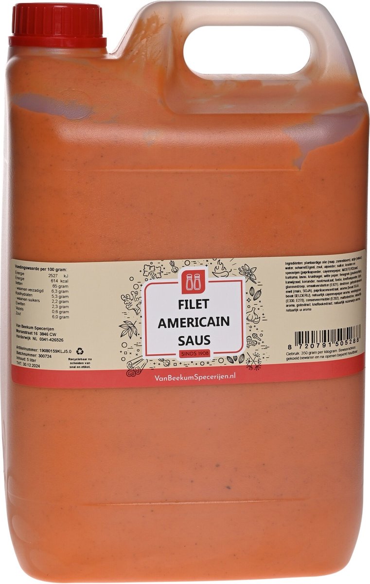 Van Beekum Specerijen - Filet Americain Saus - Jerrycan 5 KG