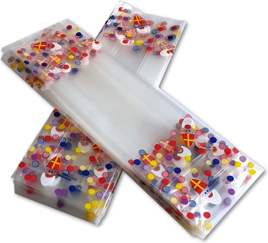 Prigta - Uitdeelzakjes sinterklaas / sint zakjes - 50 stuks - 7x4x22 cm - cellofaanzakjes transparant