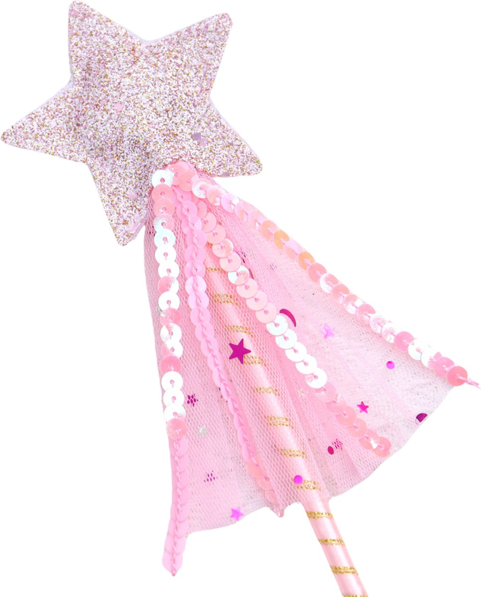 Joya Kids® Regenboog tutu met Vleugels en Staf | Tover fee Verkleedset voor Meisjes | Tutu verkleedkleding | Prinsessencape | Cape Set | Unicorn | Meisje Verkleedset | Carnvalskleding Halloween Meisjes | Met Staf, Vleugels en Tutu | Metallic Roze — afbeelding 4