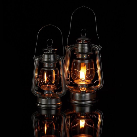 relaxdays olielamp set 2 stuks - stormlamp - petroleumlamp - windlicht - stormlantaarn zilver van Relaxdays — afbeelding 4