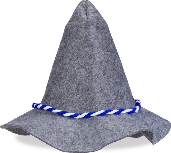 relaxdays oktoberfest hoed - - grijs - beierse koord | bol.com