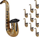 relaxdays 10x Opblaasbare saxofoon - opblaasbaar muziekinstrument - party accessoire