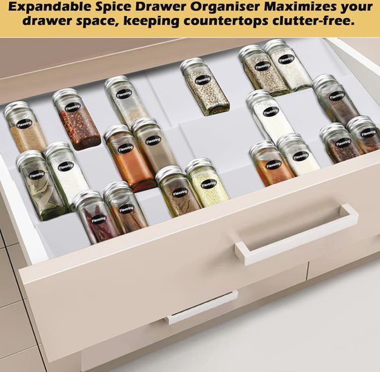 Kruidenrek, 2 stuks, kruidenorganizer, lade, 39 x 30 cm, geïntegreerde