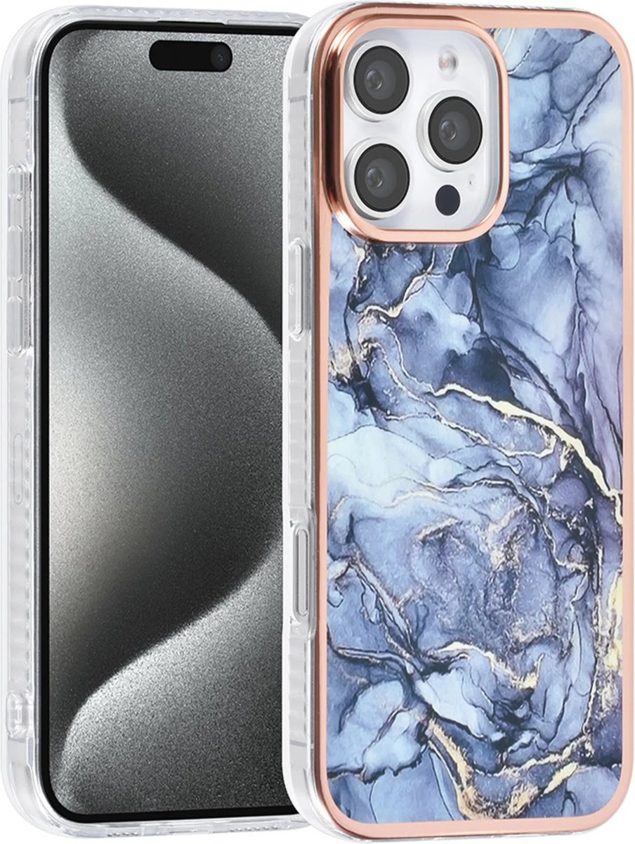 TUNIQ - Backcover iPhone 16 Pro - Silicone - Marmer Grijs