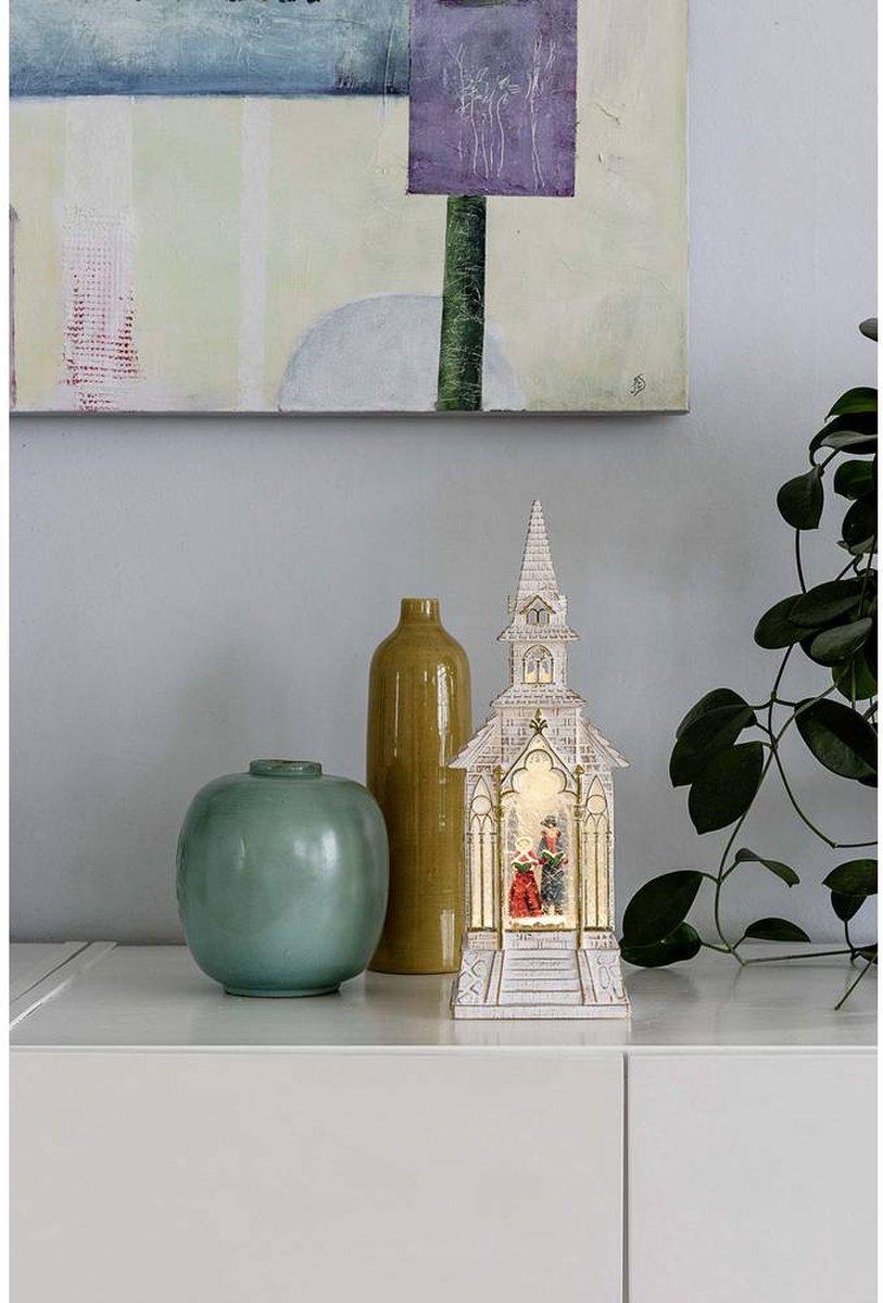 Konstsmide Sweden ® 4366-200 - Kerstdecoratie- Premium Quality LED verlichte watergevulde kerk - kapel met sneeuweffect - 11.5x33cm - op batterij - 5u timer of permanent aan - voor binnen - warmwit – foto 8
