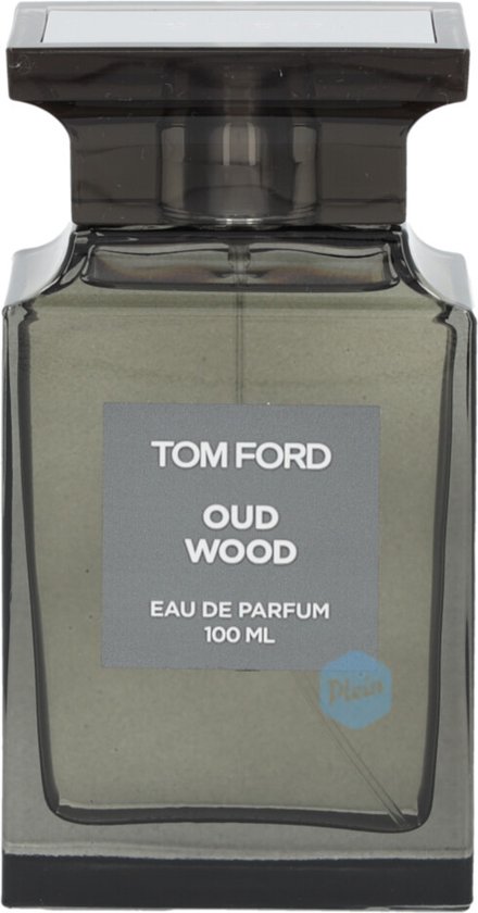 Tom Ford Oud Wood Eau de Parfum 100 ml fles, met een watermerk 'Plain'.