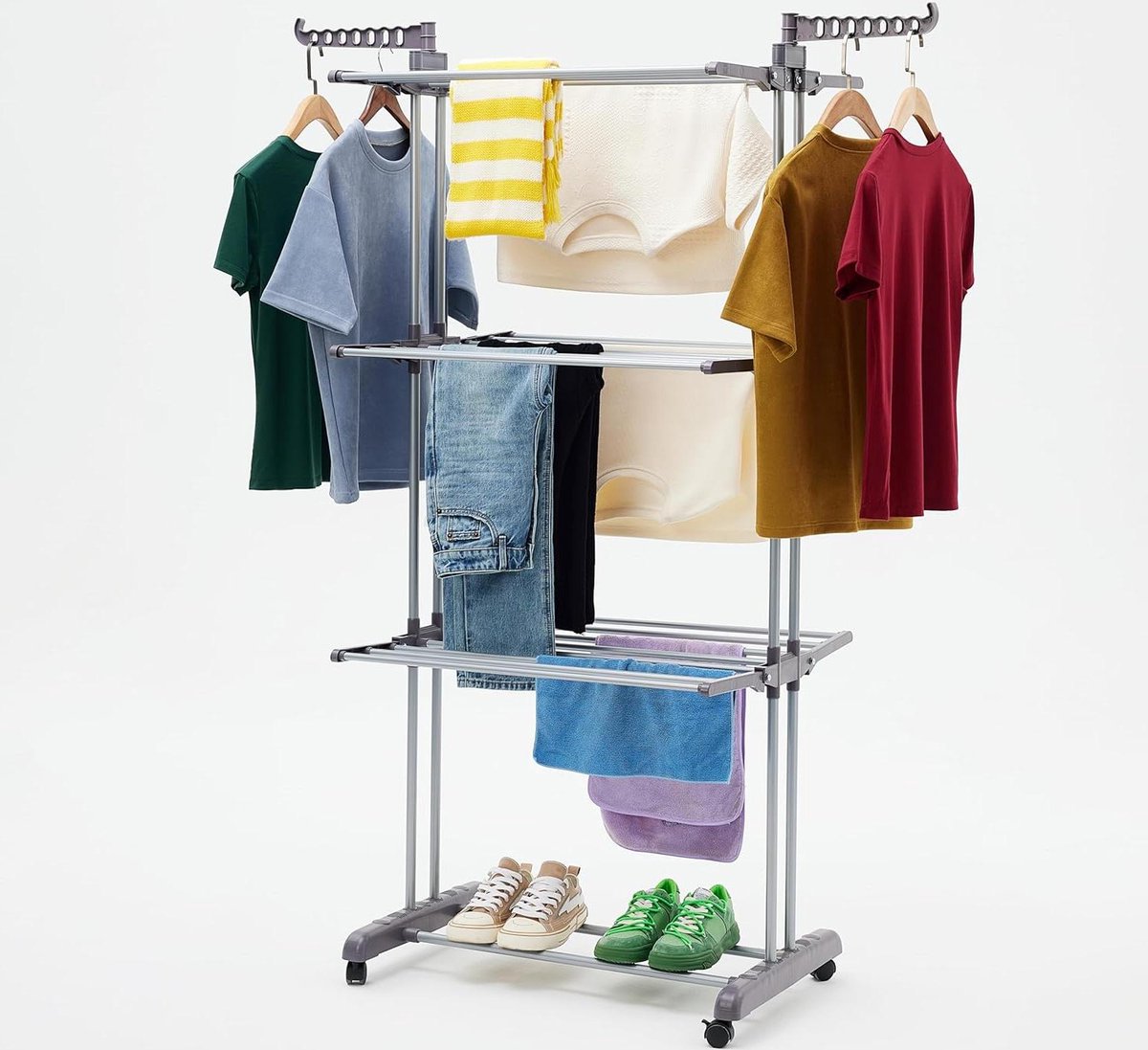 Goedkoopste Wasrek Toren-droogrek voor binnen - Opvouwbare vleugels - 40 m - Tuin - Grijs