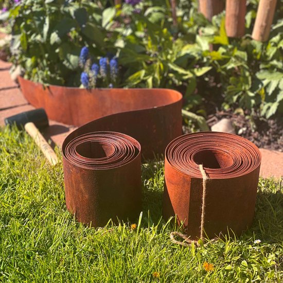 UNUS® Metalen borderrand in roestlook, tuinafboording roest 10x1000 cm ...