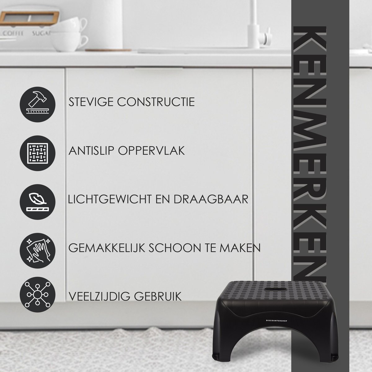 Opstapkruk - opstapkrukje - Badkamerkrukje - Roze - Kruk - Badkamer