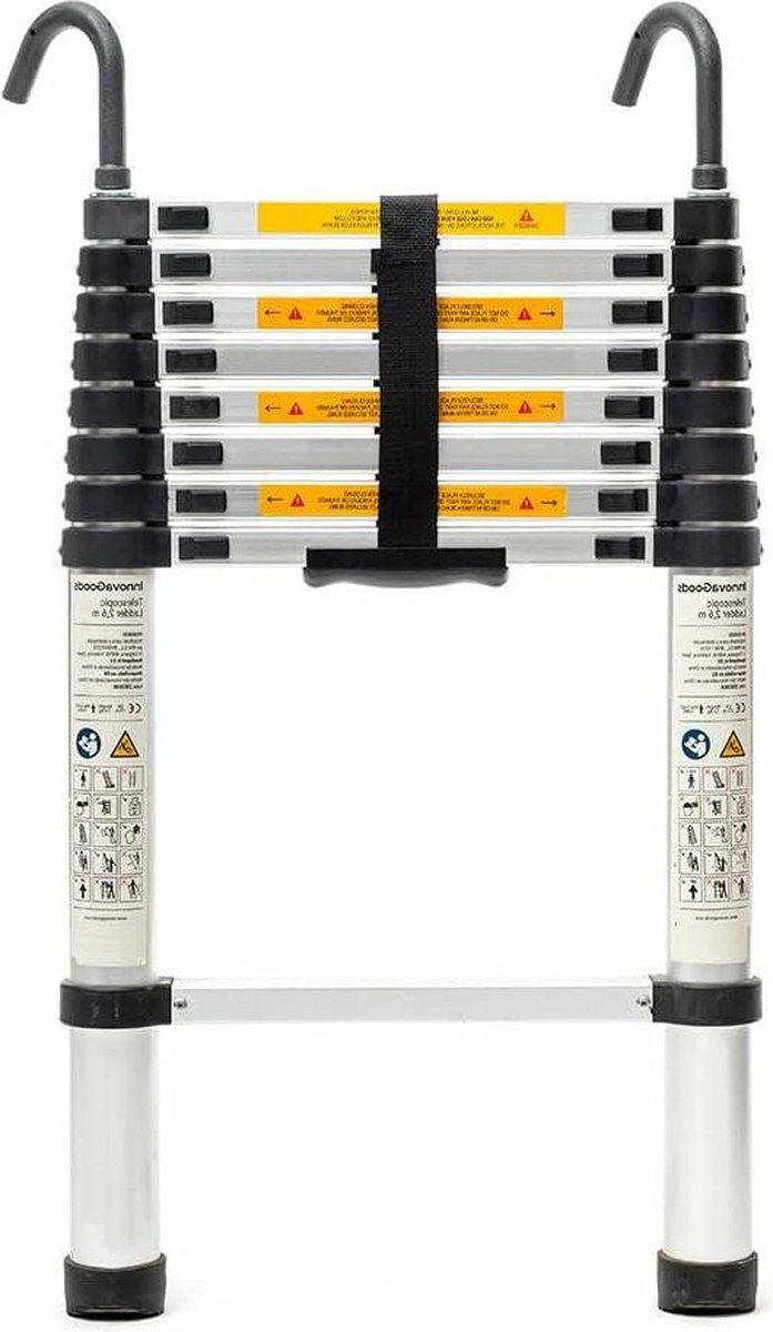 Aluminium vouwladder 26 m telescopisch in hoogte verstelbaar uitschuifbare trapladder met veiligheidsslot Ladder