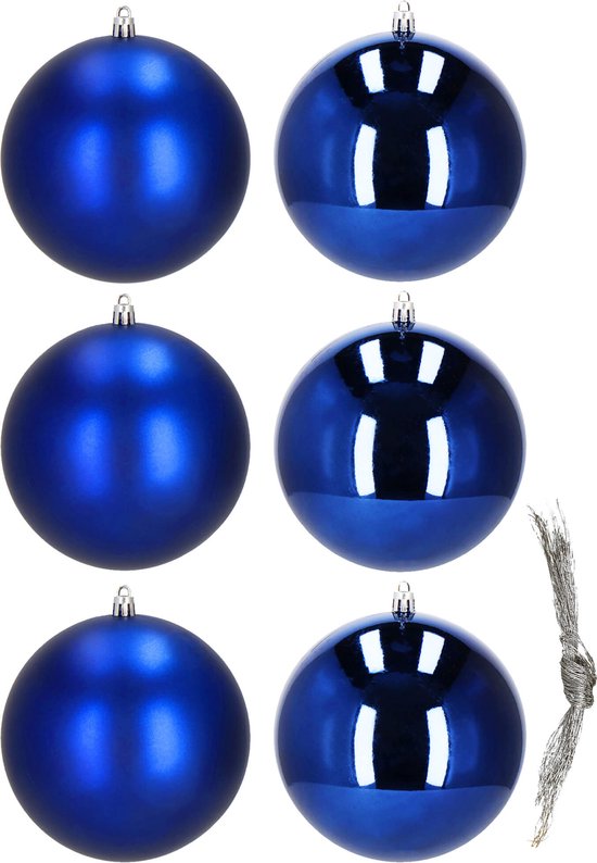 Boules de Boules de Noël Springos | 6 pièces | 10 cm | Bleu marine