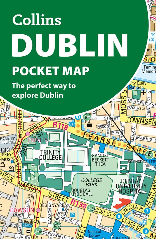 Collins Dublin Pocket Map kaart met de perfecte manier om Dublin te verkennen, met straten en bezienswaardigheden.