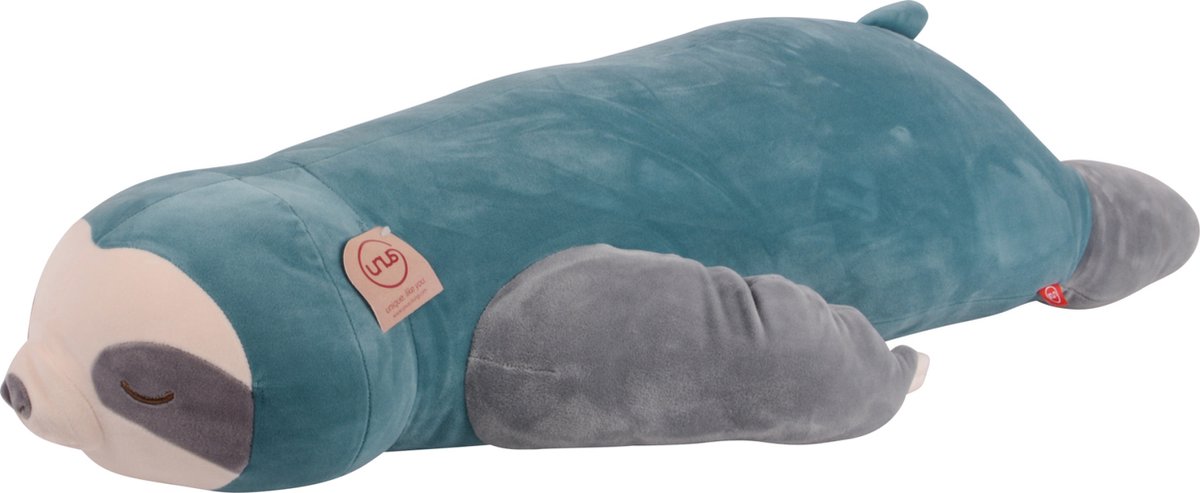 UNUS® Luiaard knuffelkussen lichaamskussen 100cm turkoois