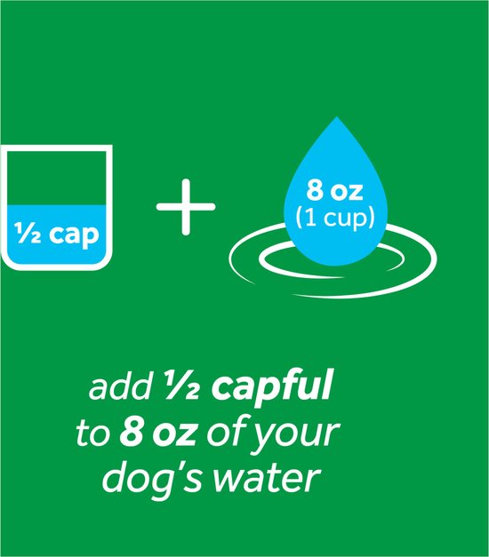 Voeg 1/2 capful toe aan 8 oz water voor uw hond